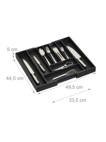 Besteckkasten in Schwarz - (B)33,5 x (H)5 x (T)44,5 cm
