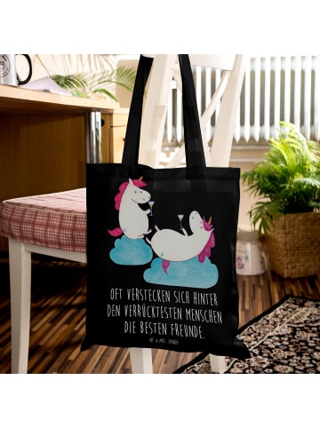 Mr. & Mrs. Panda Tasche Einhorn Sekt mit Spruch in Schwarz