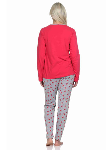 NORMANN Schlafanzug lang Melone Pyjamahose allover - 77376 in pink
