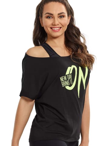 Winshape Kurzarmshirt Ultra Light mit Glitzer-Druck MCT002 in schwarz/neon gelb