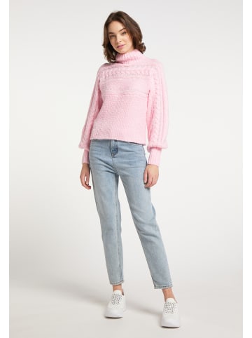 myMo Damen Strickpullover in Rosa Wollweiss