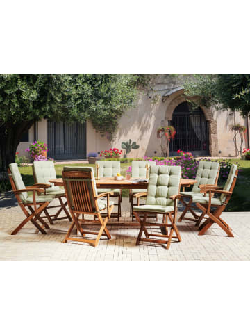 Beliani 9-tlg Gartentisch Set MAUI PREMIUM in Braun/Grün
