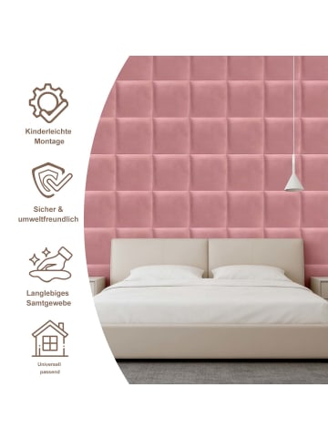 Yalion 4er-Set Wandkissen aus Stoff 30x30cm 3D Gepolsterte Wandpaneele in Rosa