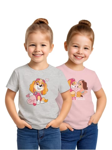 Paw Patrol Paw Patrol T-Shirt Oberteil Shirt kurzärmlig (2er Pack) in grau/rosa