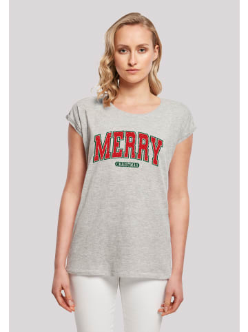 F4NT4STIC T-Shirt Weihnachten Varsity Retro in grau meliert