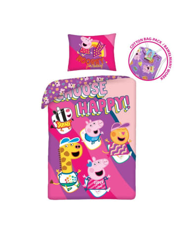 Peppa Pig Peppa Pig Bettwäsche Set aus Baumwolle Bettdeckenbezug 140 × 200 in Mehrfarbig