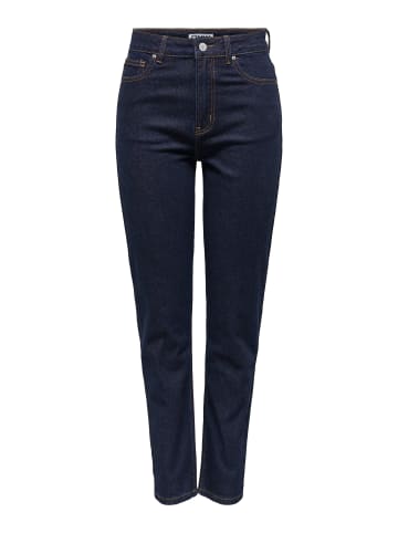 ONLY HW Straight Ankle Jeans in Dark Blue Denim