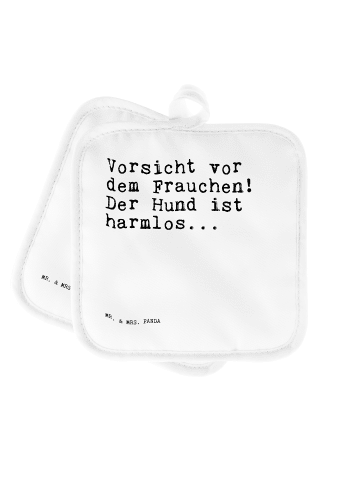 Mr. & Mrs. Panda 2er Set Topflappen Vorsicht vor dem Frauchen!..... in Weiß