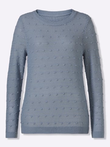 Sieh an! Ajour-Pullover in taubenblau