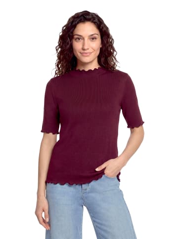 CARTOON Halbarm-Shirt mit Kragen in Dark Aubergine