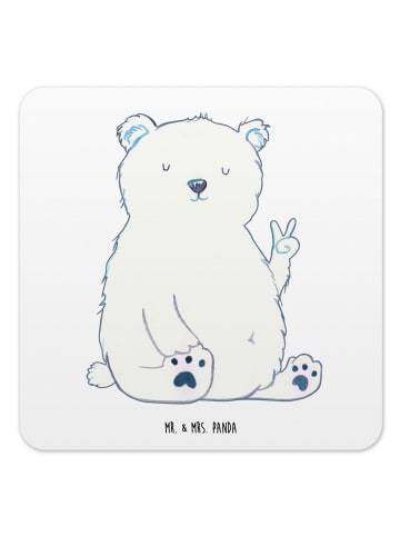 Mr. & Mrs. Panda Untersetzer für Gläser Eisbär Faul ohne Spruch in Weiß