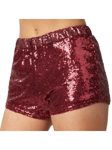 tectake Shorts mit glänzenden Pailletten, bordeaux