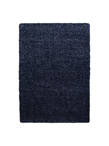 KADIMA DESIGN Teppich Hochflor Unifarben Polypropylen Wohnzimmer Shaggy in Marineblau