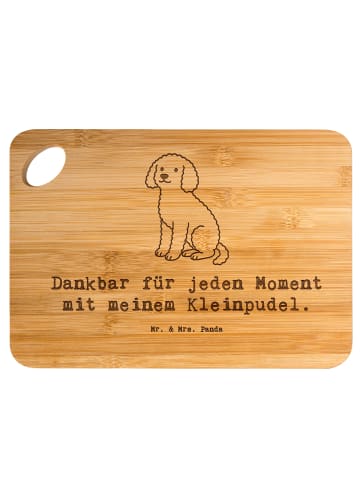 Mr. & Mrs. Panda Holzbrett Kleinpudel Moment mit Spruch in Braun