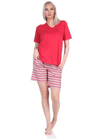 NORMANN Shorty Pyjama kurz und gemusterten Shorts strahlenden in rot