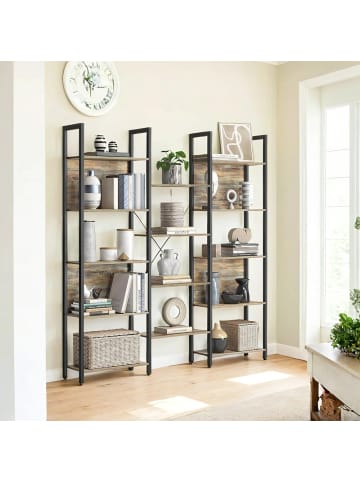 VASAGLE Bücherregal Barnet in Türkisbraun-Schwarz - (B)158 x (H)166 x (T)24 cm