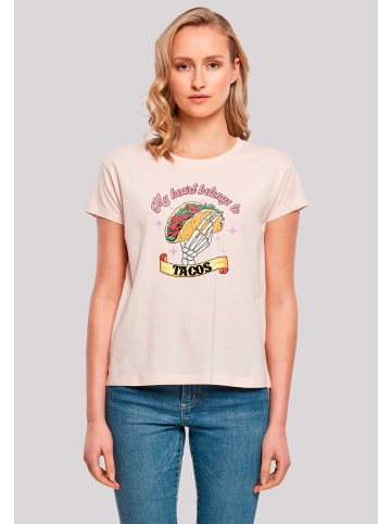 F4NT4STIC Ladies Box Tee Anti Valentinstag My Herz belongs to tacos in pink