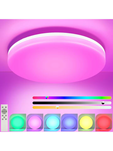 ZMH LED Deckenleuchte in weiß Ø22CM rund RGB Dimmbar 18W IP54 Flurlampe