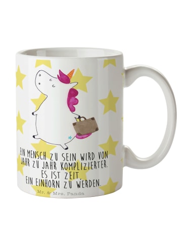 Mr. & Mrs. Panda Tasse Einhorn Koffer mit Spruch in Weiß