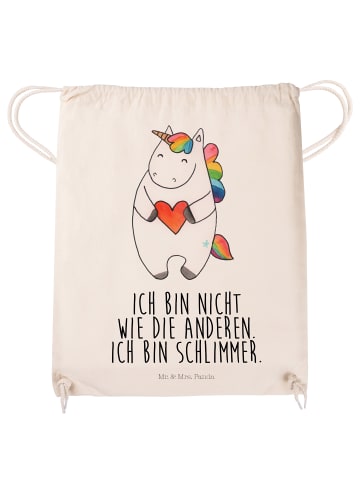 Mr. & Mrs. Panda Sportbeutel Einhorn Herz mit Spruch in Creme
