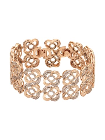 faina Women Wide Bracelet With Floral Motif in Rose Gold