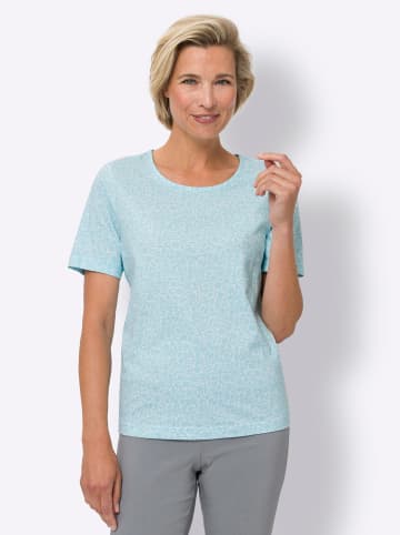 Sieh an! Kurzarm-Shirt in ecru-aquamarin-bedruckt