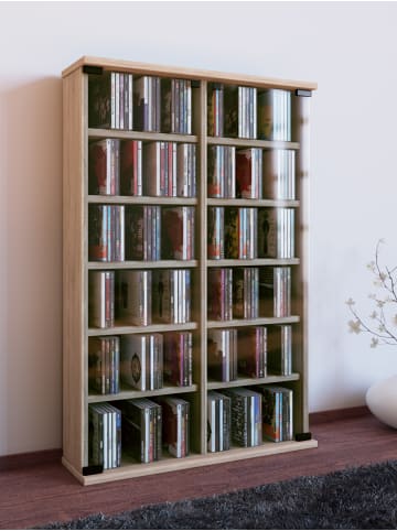 VCM  Holz CD DVD Stand Regal Schrank Roma Glastür in Sonoma-Eiche (Sägerau)