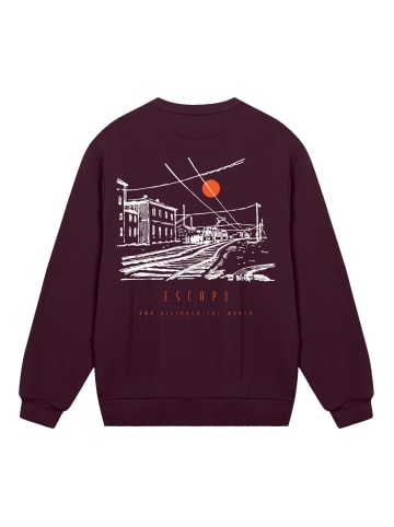 F4NT4STIC Sweatshirt Escape Discover the World Town Train Station in maroon