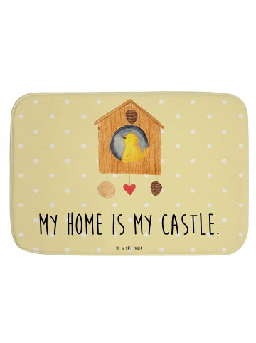 Mr. & Mrs. Panda duschmatte Vogel Haus mit Spruch in Gelb Pastell
