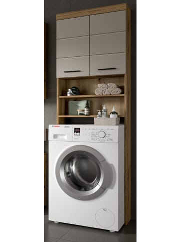 Inn.Furn Waschmaschinenschrank Sand, Eiche matt 63 x 191 cm, Waschmaschinen Überbau