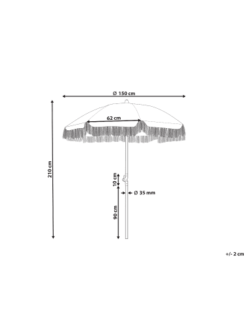 Beliani Marktschirm MONDELLO in Grün/Weiß/Braun - (W) 150 x (H) 210 x (L) 150 cm
