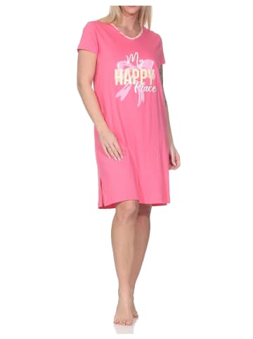 NORMANN Nachthemd kurzarm Frontprint 125 214 570 in pink