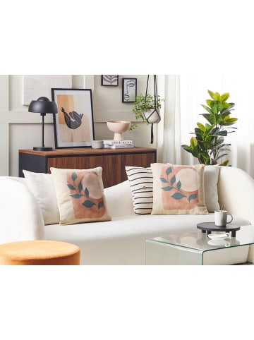 Beliani 2er-Set Dekokissen CALLIOPSIS in Beige/Bunt/Grün