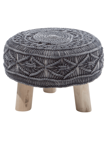 Beliani Hocker MUNDRA in Grau/Heller Holzfarbton - (W) 40 x (H) 30 x (L) 40 cm