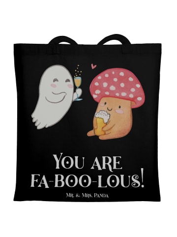 Mr. & Mrs. Panda Strandtasche Halloween Zauber mit Spruch in Schwarz