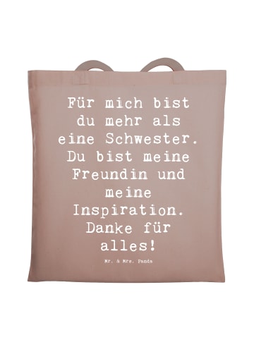 Mr. & Mrs. Panda Tote Bag Spruch Meine Schwester mit Spruch in Braun Pastell