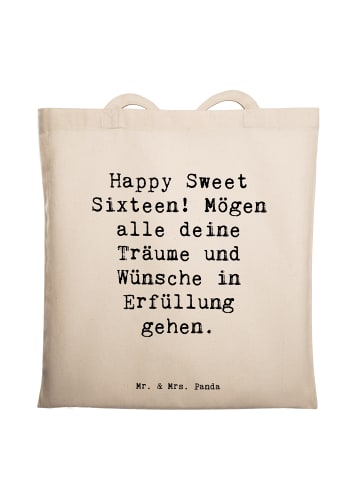 Mr. & Mrs. Panda Strandtasche Spruch 16. Geburtstag mit Spruch in Creme
