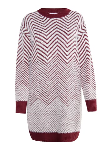 usha WHITE LABEL Damen Strickkleid in Dunkelkirschrot Weiss