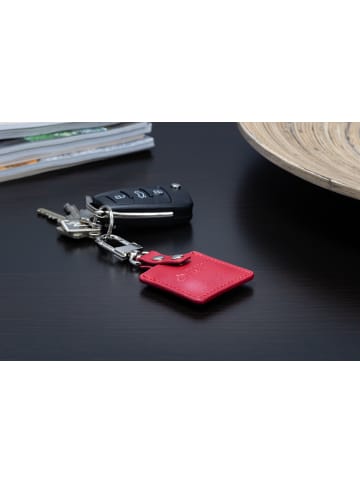 musegear Bluetooth-Schlüsselfinder "Finder 2" in bordeaux roter Ledertasche