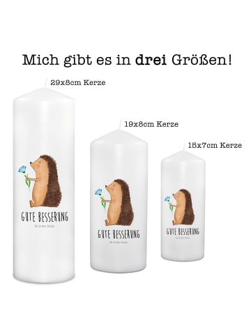 Mr. & Mrs. Panda Stumpenkerze Igel Blumen mit Spruch in Weiß