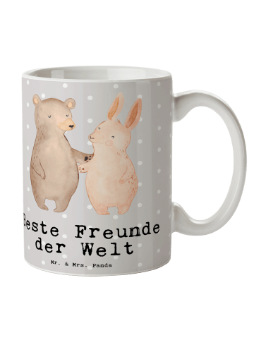 Mr. & Mrs. Panda Tasse Hase Beste Freunde der Welt mit Spruch in Grau Pastell