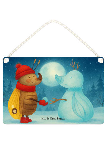 Mr. & Mrs. Panda Schild Nachtfalter Schneemann Design ohne Spruch in Weiß