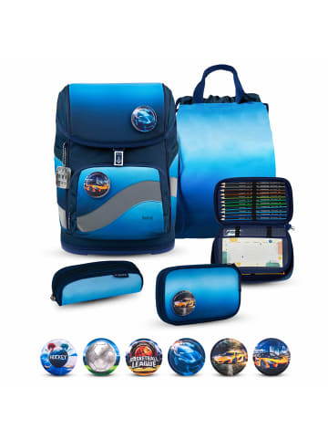 Belmil 6tlg-Set: Premium Schulranzen Smarty Plus in Blue Navy H36xL27xT19 cm