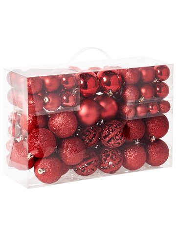 Beliani 100er-Set Weihnachtsbaumkugeln VANERN in Rot/Gold