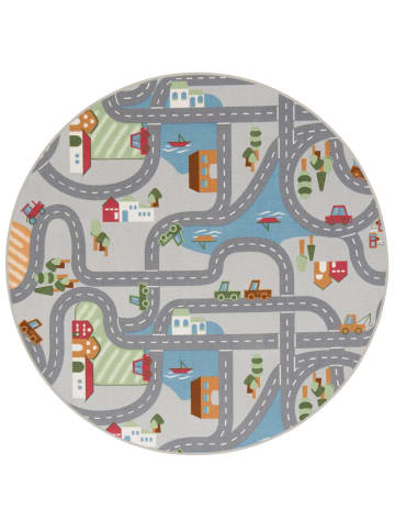 Snapstyle Kinderteppich Fun Town Rund in grau