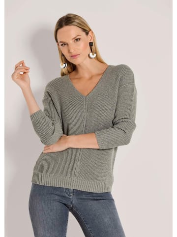 MADELEINE Langarm-Pullover mit V-Ausschnitt in graphit / melange