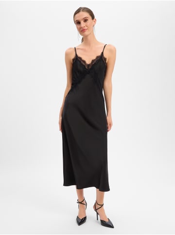 Marie Lund Satinkleid in schwarz - 0001