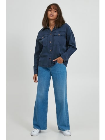 PULZ Jeans Langarmhemd PZLENE - 50206427  Hemdoberteil aus 100% Baumwolle in Blau