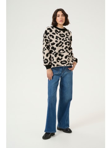 Kaffe Strickpullover KAwilma Regular fit in L. Brown/Black Animal Patte