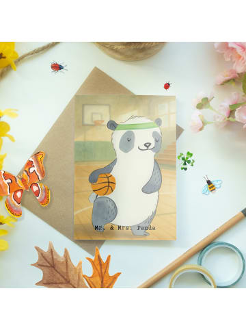Mr. & Mrs. Panda Klappkarte Panda Basketball Design ohne Spruch in Weiß